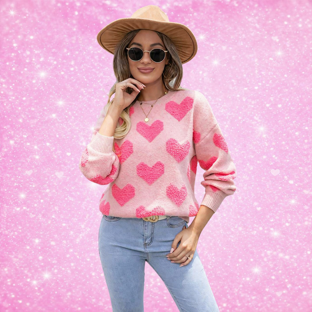 Romantic Hearts Knit Top for Valentine's Day