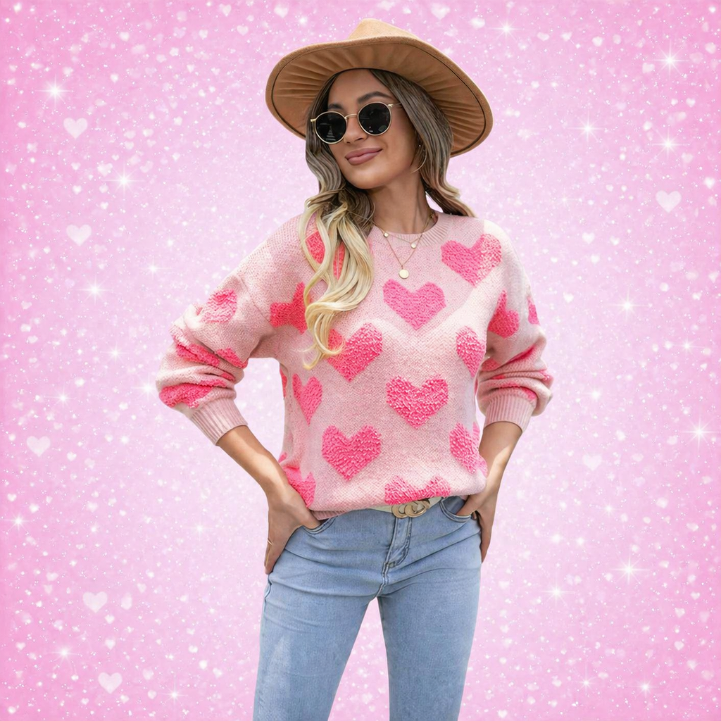 Romantic Hearts Knit Top for Valentine's Day