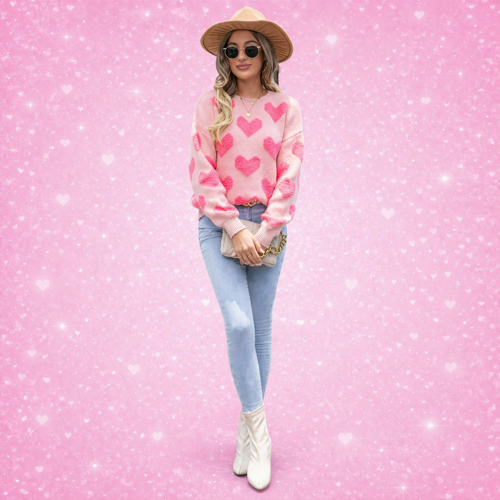 Romantic Hearts Knit Top for Valentine's Day