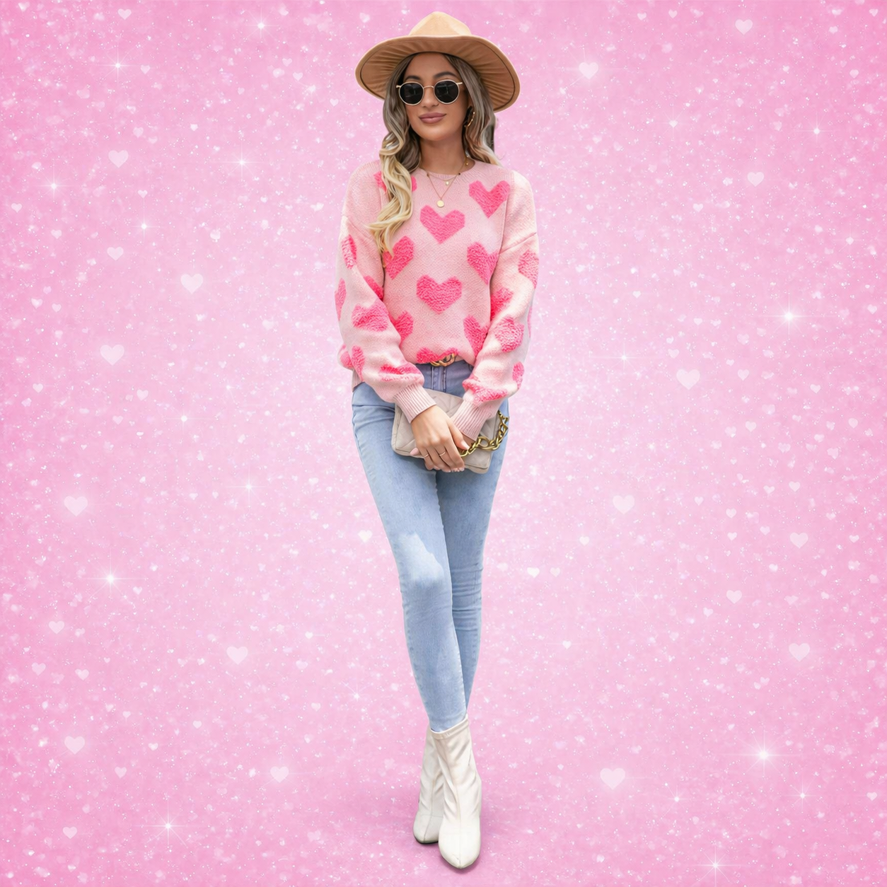 Romantic Hearts Knit Top for Valentine's Day