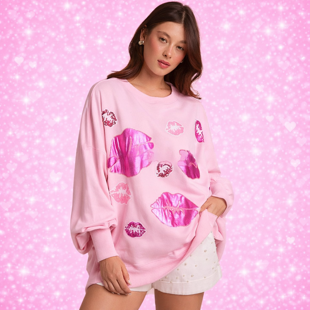 Glitter Kiss Blouse - Valentine's Day Women's Top