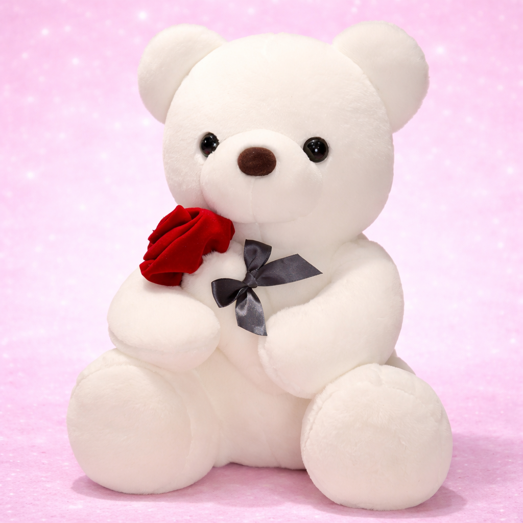 Rose Teddy Plush - Soft Valentine's Day Gift Cushion
