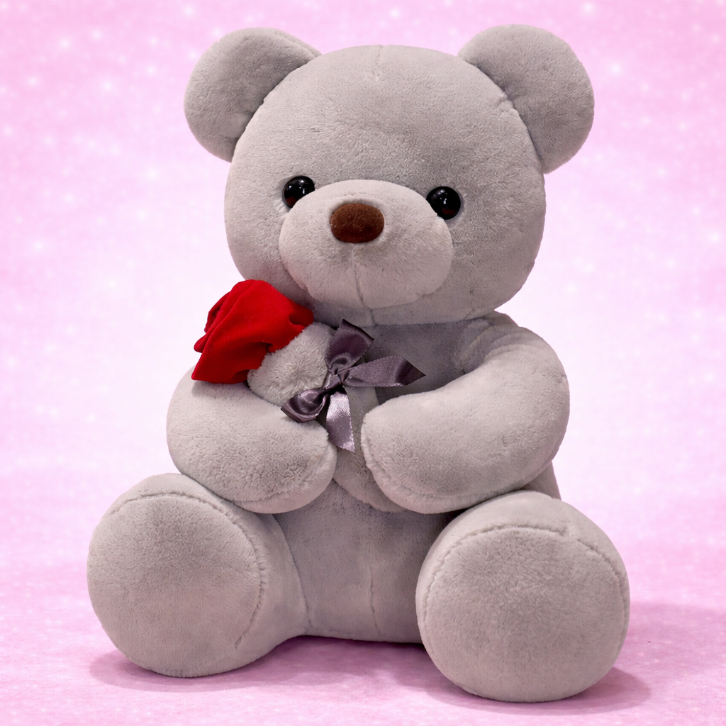 Rose Teddy Plush - Soft Valentine's Day Gift Cushion