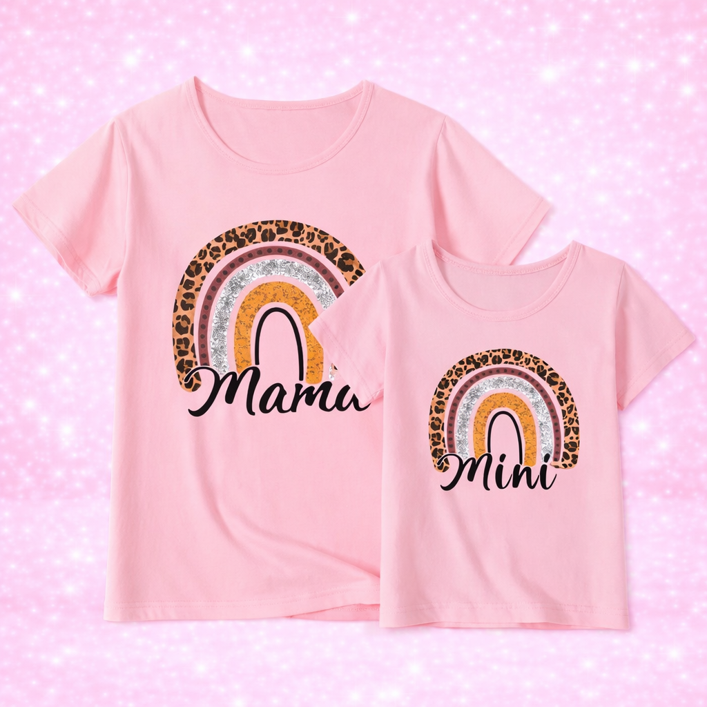 Matching Mom Daughter Shirts - Rainbow Print Summer Tees