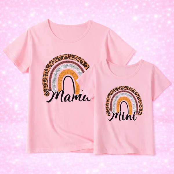 Matching Mom Daughter Shirts - Rainbow Print Summer Tees