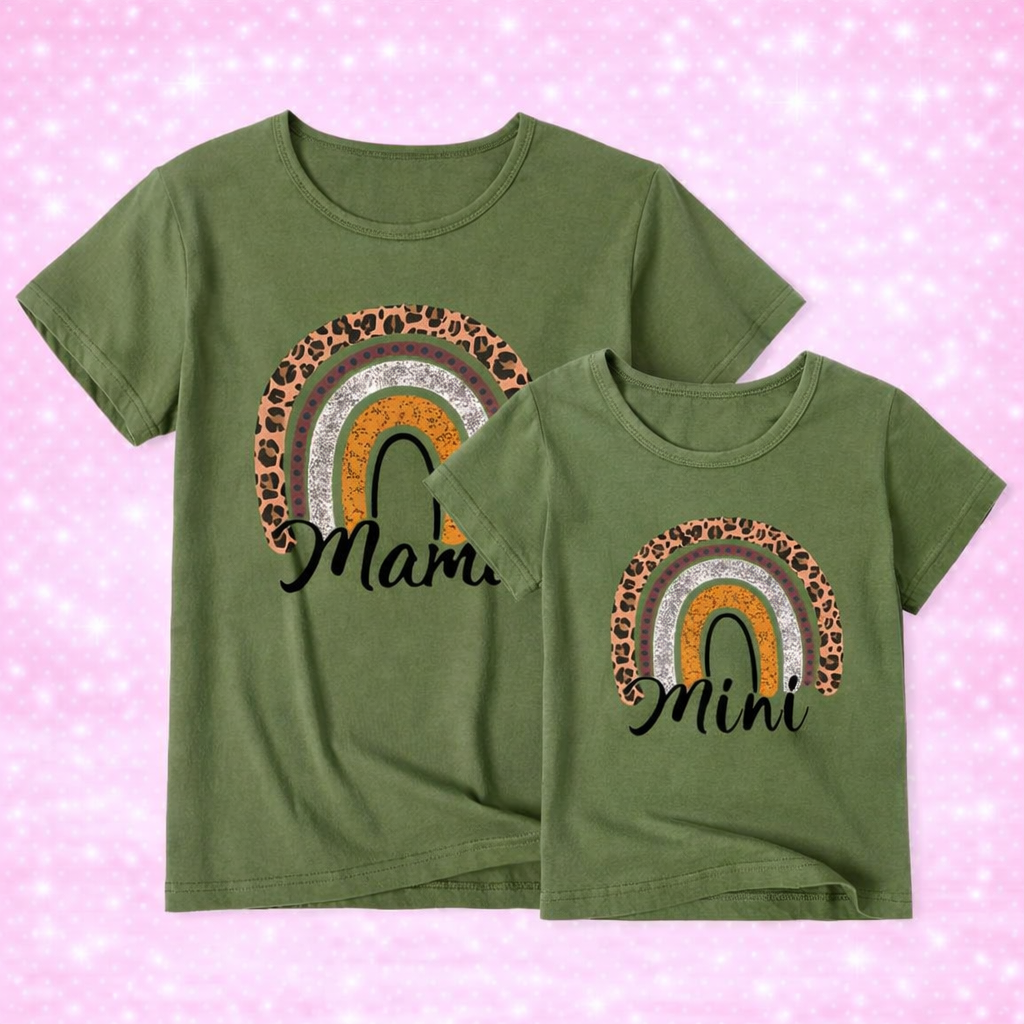 Matching Mom Daughter Shirts - Rainbow Print Summer Tees