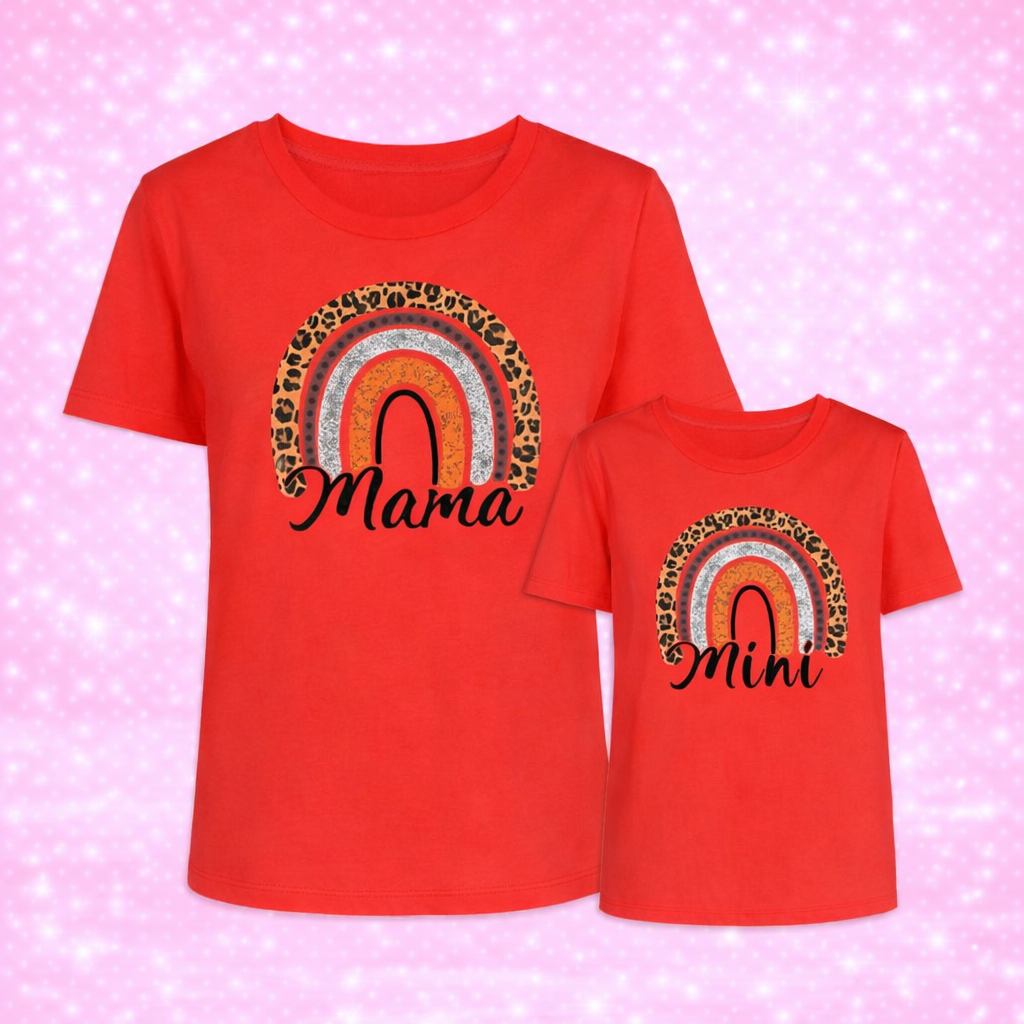 Matching Mom Daughter Shirts - Rainbow Print Summer Tees
