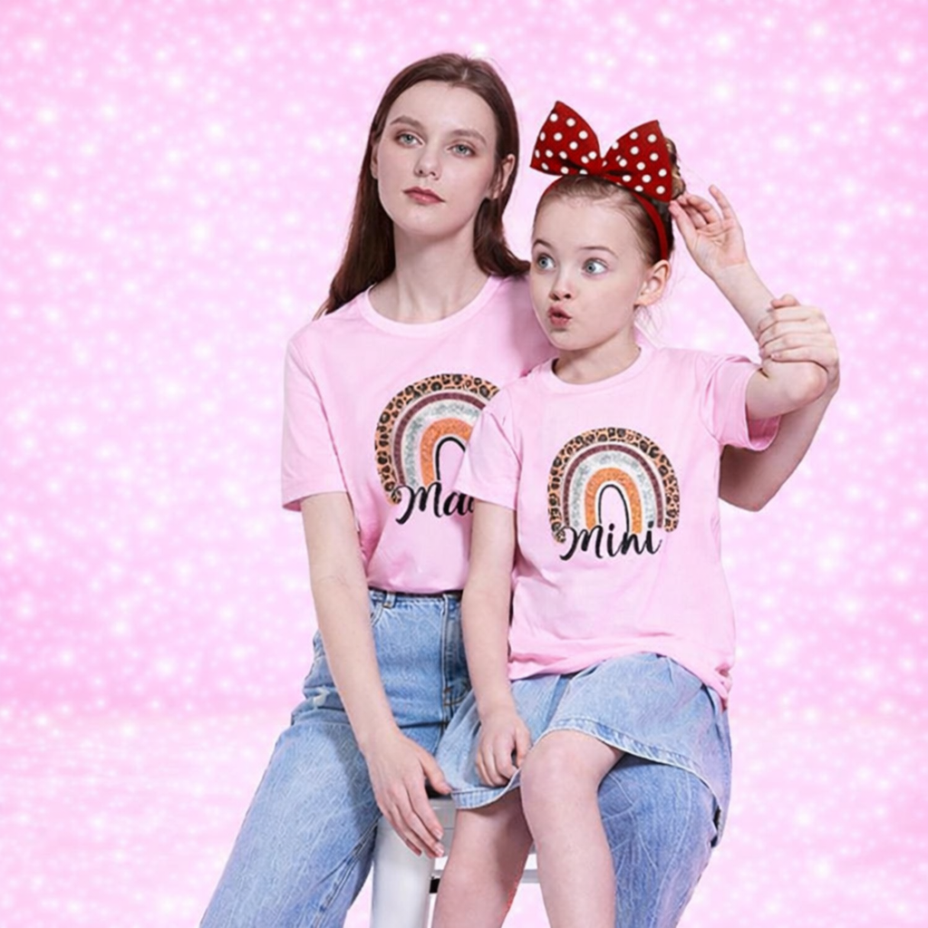Matching Mom Daughter Shirts - Rainbow Print Summer Tees