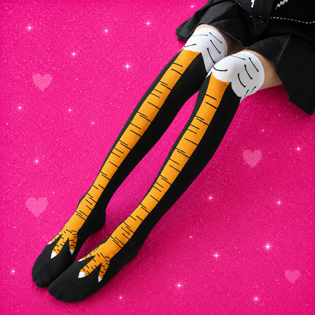 Trendy Women Socks With Knee Length Chicken Feet Funny Personalized Realistic Chicken Feet Birthday Gifts Trendy Sports Socks