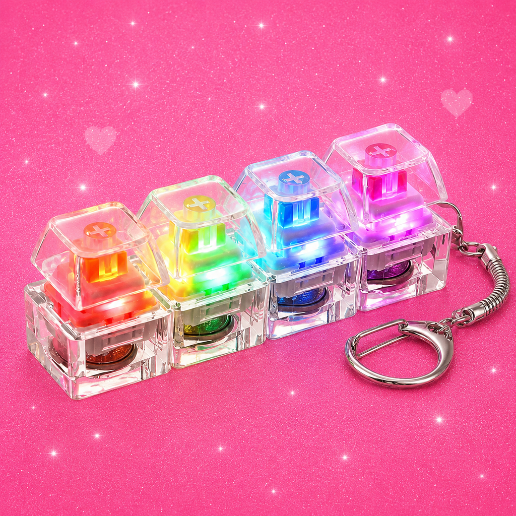 Mechanical Keyboard Keychain LED Fidget Toy 4 Switches