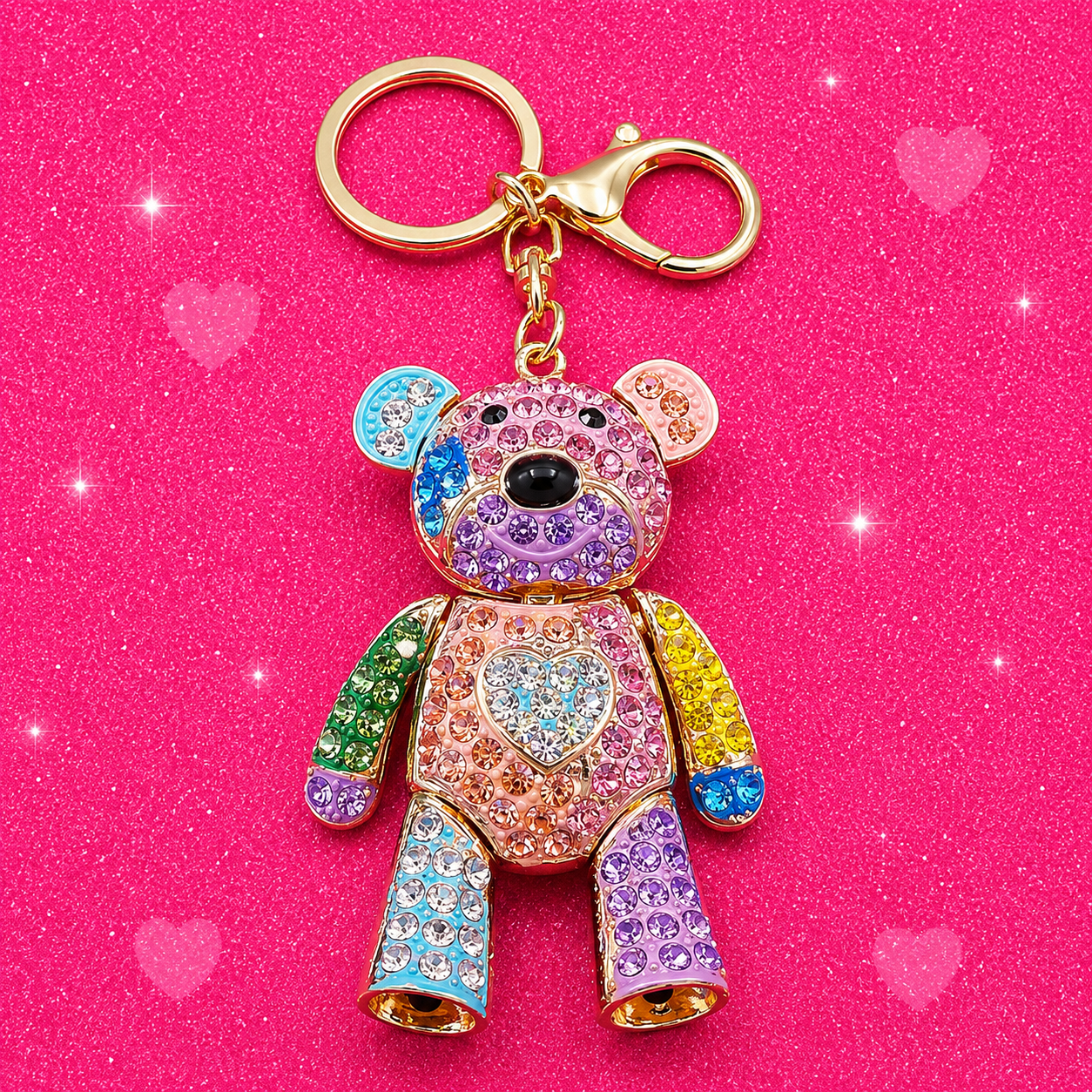 Crystal Bear Keychain Rhinestone Bag Charm Jewelry