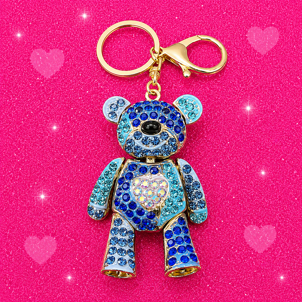Crystal Bear Keychain Rhinestone Bag Charm Jewelry