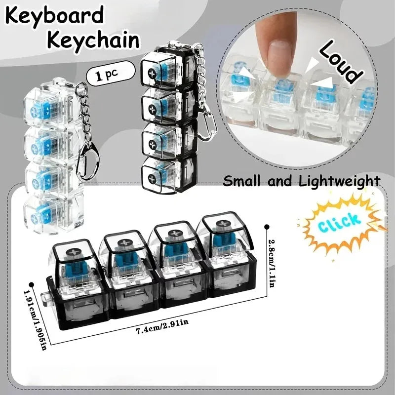 Mechanical Keyboard Keychain LED Fidget Toy 4 Switches