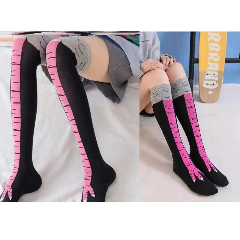 Trendy Women Socks With Knee Length Chicken Feet Funny Personalized Realistic Chicken Feet Birthday Gifts Trendy Sports Socks