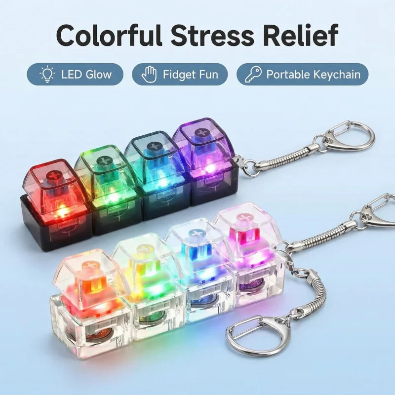 Mechanical Keyboard Keychain LED Fidget Toy 4 Switches