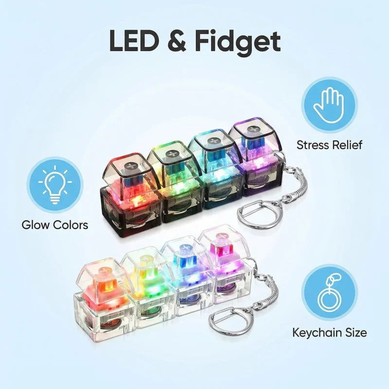 Mechanical Keyboard Keychain LED Fidget Toy 4 Switches