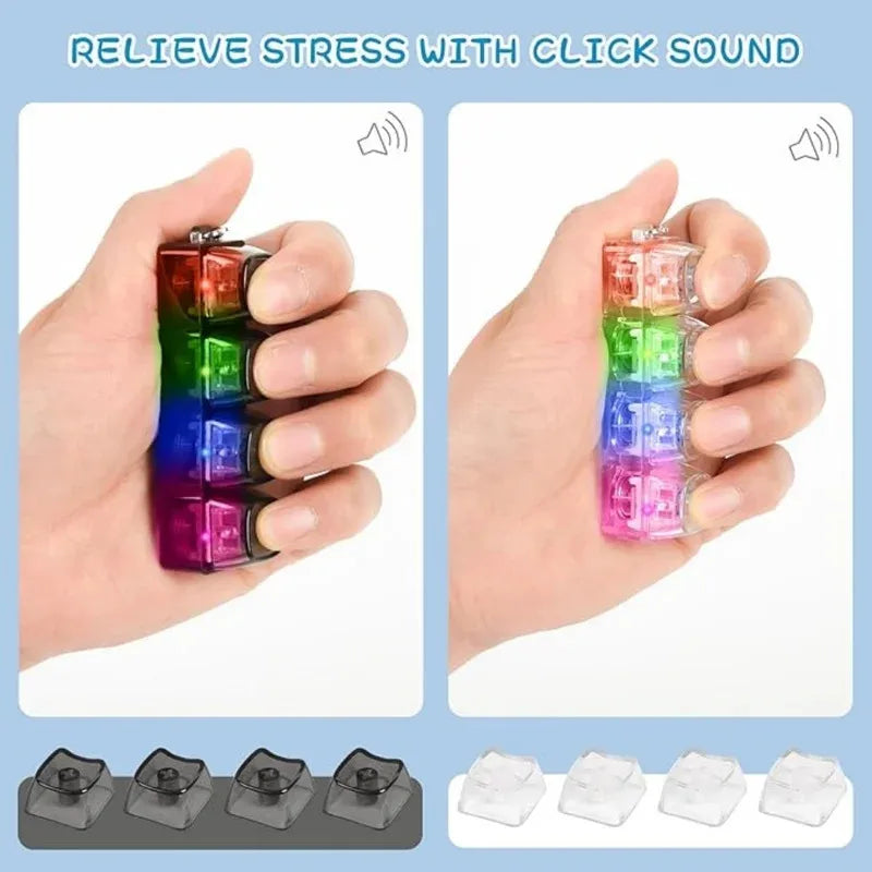 Mechanical Keyboard Keychain LED Fidget Toy 4 Switches