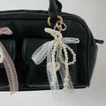 Pearl Bow Keychain Y2K Beaded Lace Pendant