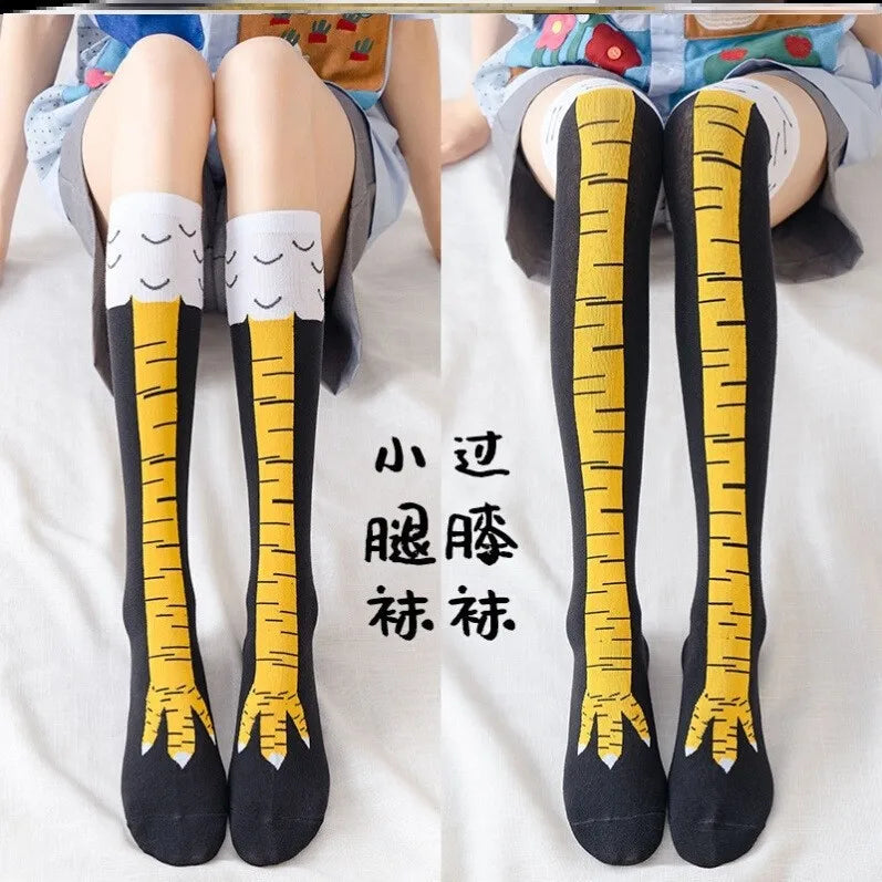Trendy Women Socks With Knee Length Chicken Feet Funny Personalized Realistic Chicken Feet Birthday Gifts Trendy Sports Socks